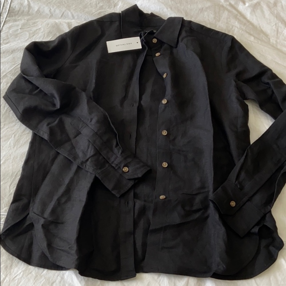 Ann Taylor Linen Button Down Blouse